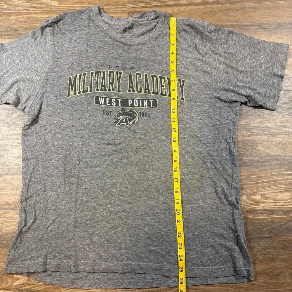 Gray West Point Military Academy t-shirt with 'MILITARY ACADEMY'